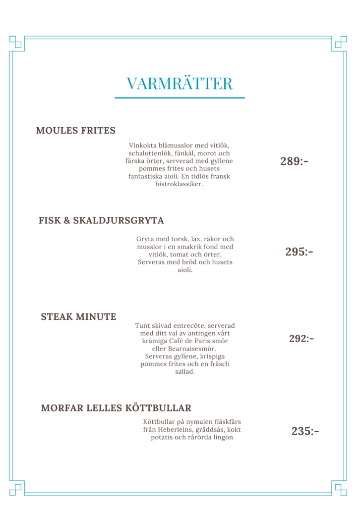 SOMMARMENY KVÄLL